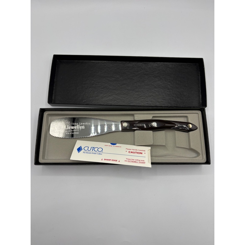 Cutco 3721 KQ Santoku Style Trimmer Knife Pearl White Engraved Box USA